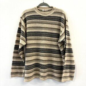 MODUS VIVENDI Mens Wool Silk Blend Sweater Pullover Size Large Striped Vintage